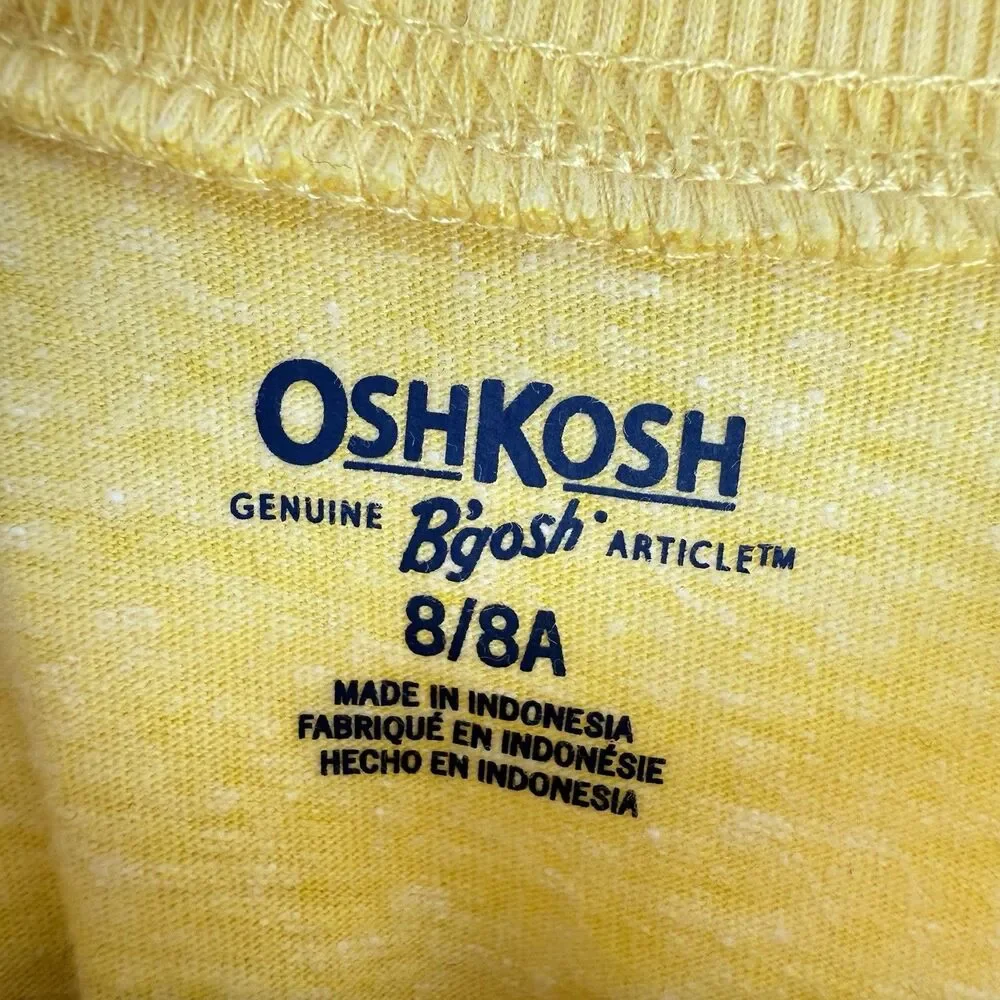 Oshkosh B’Gosh Boy’s Yellow T-Shirt 1/4 Button Soft Comfort Toddler Size 8A